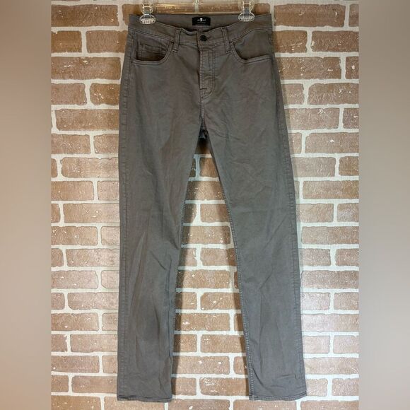 7 For All Mankind Jeans Mens Size 31 x 34 Slim Gray Straight Leg Pants - Picture 1 of 14